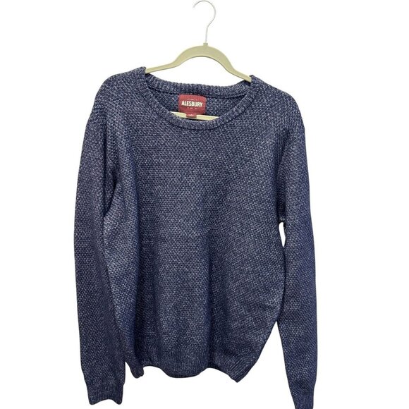 Alesbury Navy Blue Knit Sweater Mens Crewneck Long Sleeve Casual Cotton large - Picture 4 of 6